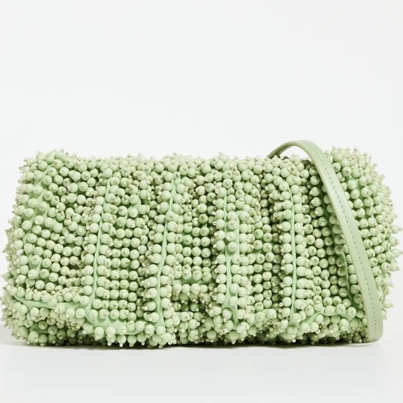 New Staud Beaded Bean Convertible Matcha Shoulder Handbag NWT - Picture 6 of 14